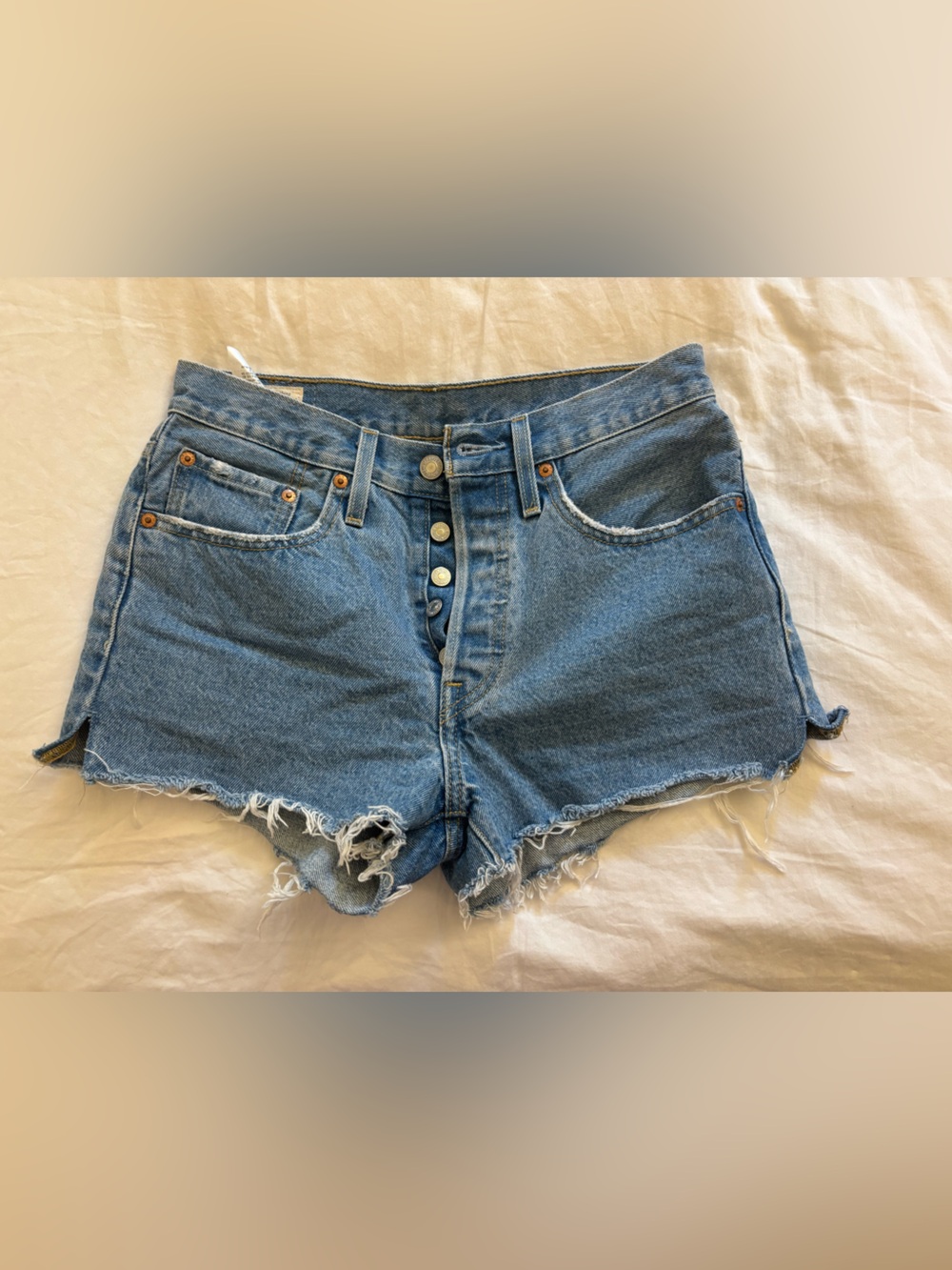 Levi's Light Blue High-Waist Button-Fly Denim Cutoff Shorts